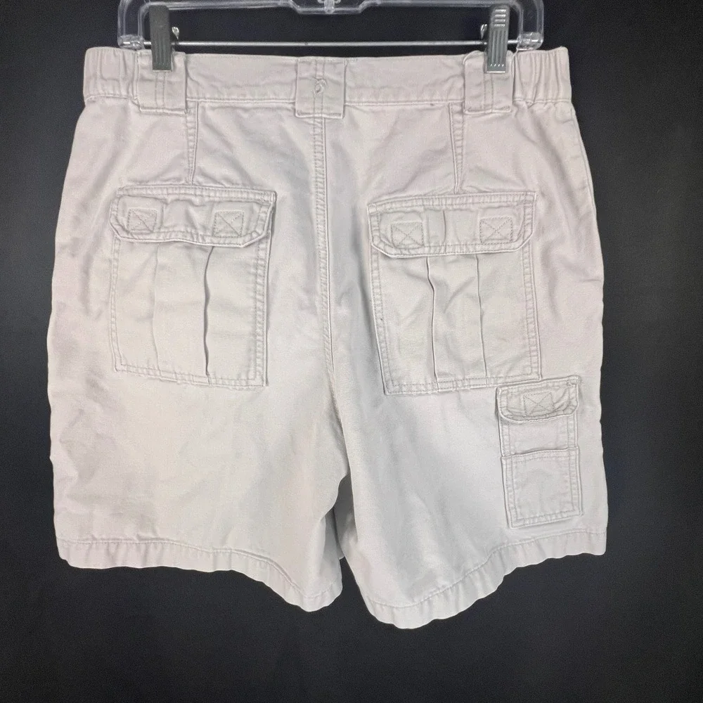 Reel Legends Mens Sz 34 Cargo Shorts Tan Khaki Cotton Fishing Hiking Utility
